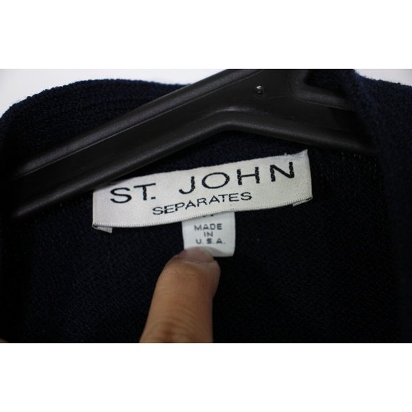 St. John Womens Medium Padded Shoulder Open Cardigan Blazer Q906 - Picture 5 of 7
